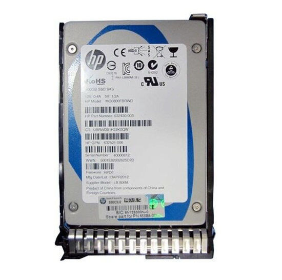 Picture of HP 800GB 6G SAS MLC SFF (2.5inch) SC Enterprise Mainstream Solid State Drive 653109-B21 653964-001