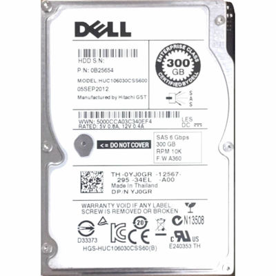View Dell 300GB 10K 6G 25 SAS RSeries Hard Drive YJ0GR information