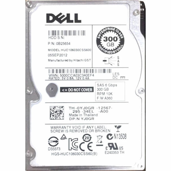 Picture of Dell 300GB 10K 6G 2.5" SAS R-Series Hard Drive (No Caddy) YJ0GRC1