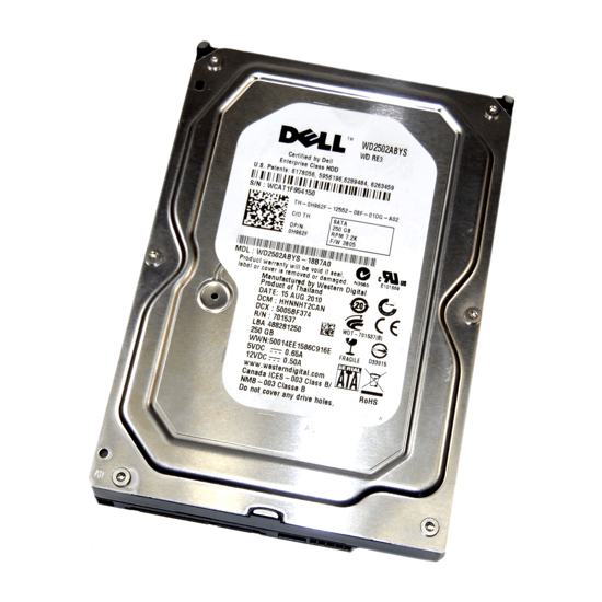 Picture of Dell 250GB 7.2K 3.5" Hard Drive (Rseries Caddy) H962F