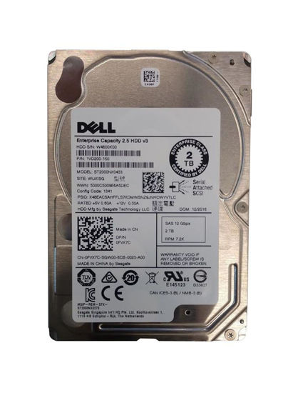 Picture of Dell 2TB 7.2K 12G 2.5" SAS Hard Drive - R Series Tray FVX7C