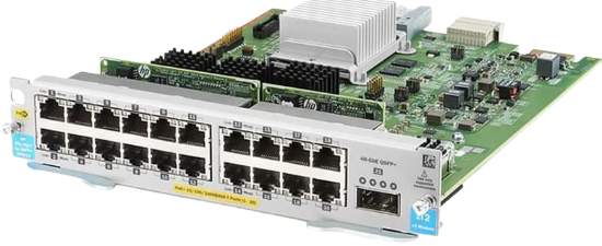 Picture of HPE Aruba Networking 20-port 10/100/1000BASE-T PoE+ MACsec/1-port 40GbE QSFP+ v3 zl2 Module J9992A