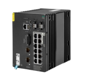 Picture of HPE Aruba Networking 4100i 12-port 1GbE  (8-port Class 4 PoE and 4-port Class 6 PoE) 2-port SFP+ DIN Mount Switch JL817A