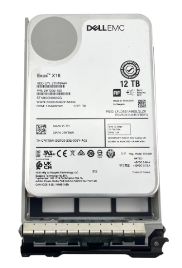 Picture of Dell 12TB 12G SAS 7.2K (3.5-inch) Hard Drive 7KT9W 07KT9W