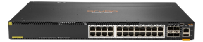 Picture of HPE Aruba Networking CX 6300M 24-port HPE Smart Rate 1/2.5/5GbE Class 6 PoE and 4-port SFP56 Switch JL660A